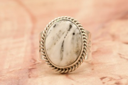 Genuine White Buffalo Turquoise Sterling Silver Navajo Ring
